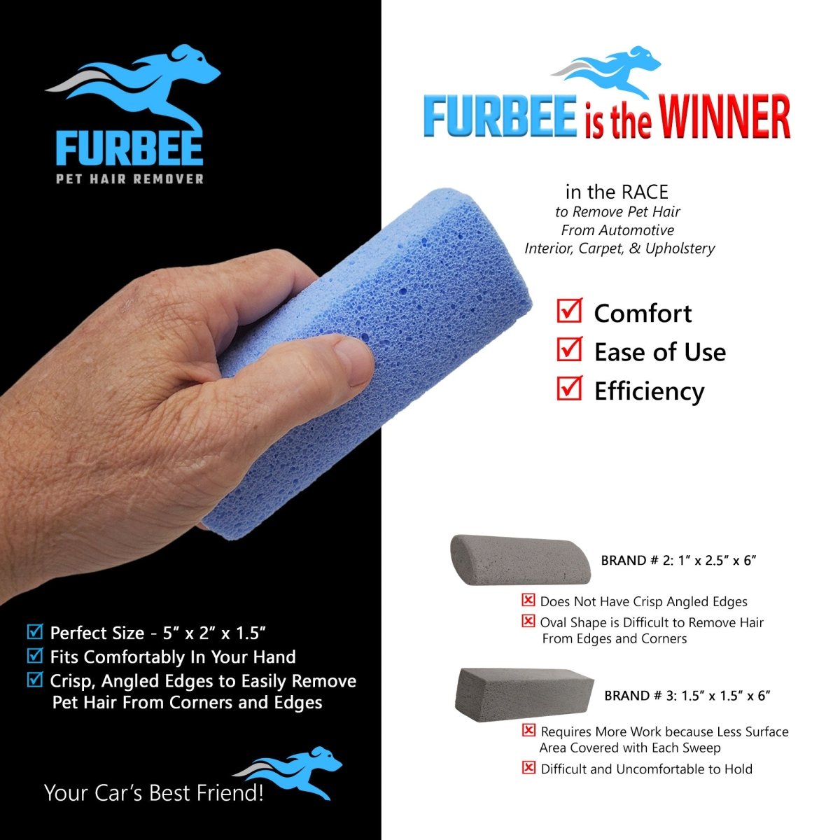 FURBEE Pumice Stone for Dog Hair Removal