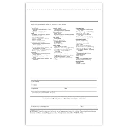 2 - Part Adhesive Tape Car Dealership Buyers Guides - As Is (Package of 100) - Detail Direct