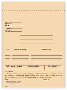 4 - Part Auto Dealer Special Parts Order Forms - Stock (Package of 100) - Detail Direct