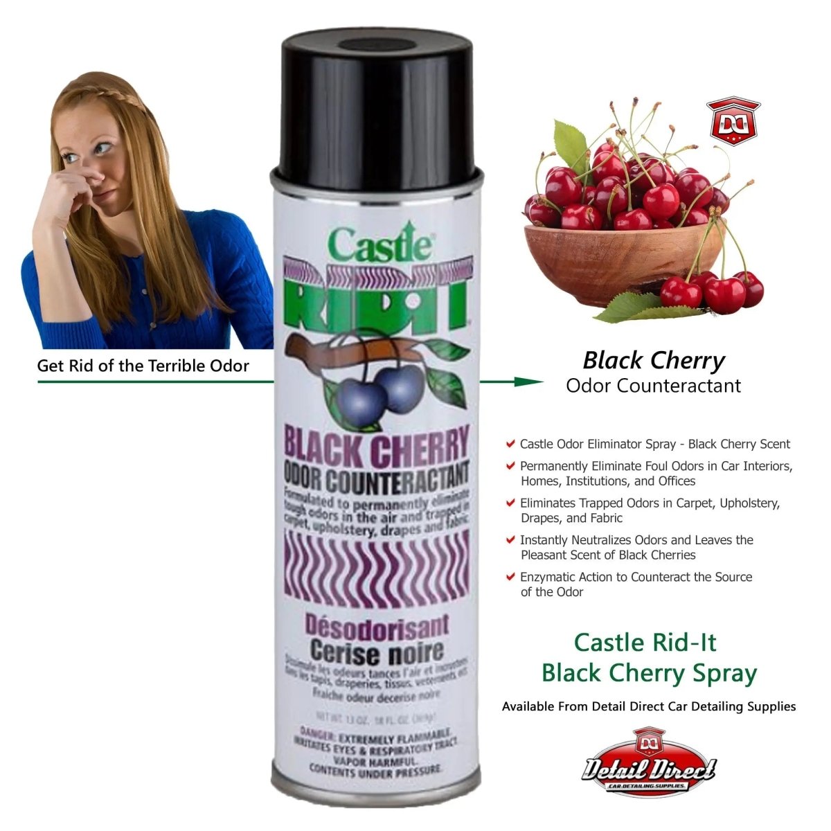 Castle Rid It Odor Eliminator Black Cherry - Detail Direct