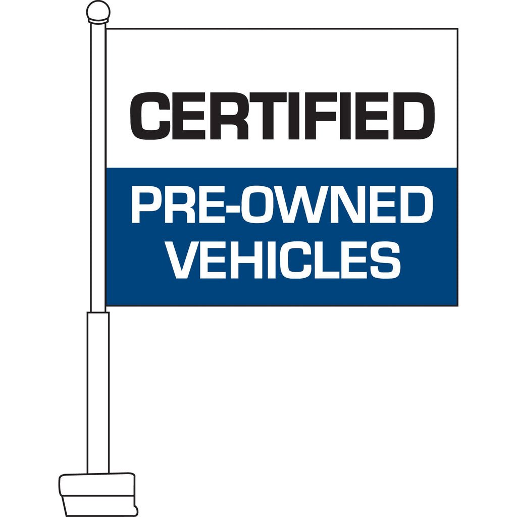 Certified Pre - Owned Vehicles (Blue & White) Car Flag - Detail Direct