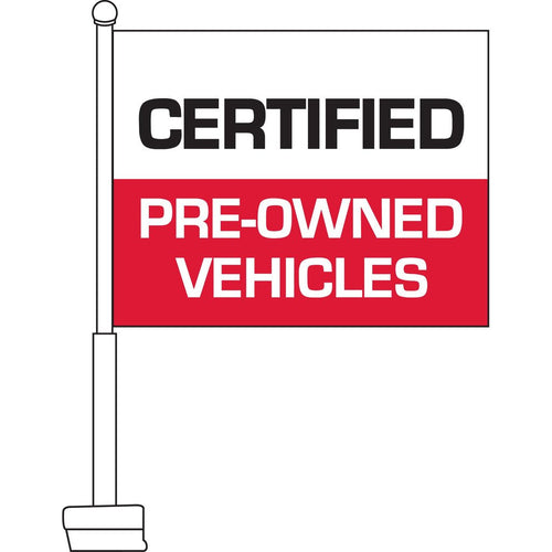 Certified Pre - Owned Vehicles (Red & White) Car Flag - Detail Direct