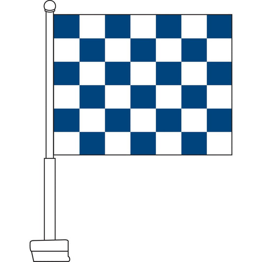 Checkered (Blue & White) Car Flag - Detail Direct