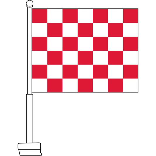 Checkered (Red & White) Car Flag - Detail Direct