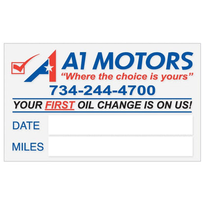 Custom Write - On Oil Change Stickers - Light Adhesive (Individually Cut Labels) - Detail Direct