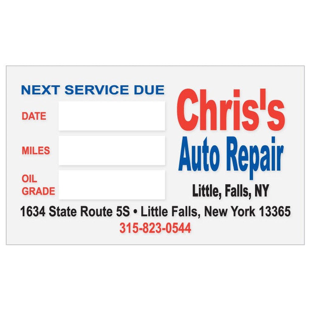 Custom Write - On Oil Change Stickers - Light Adhesive (Individually Cut Labels) - Detail Direct