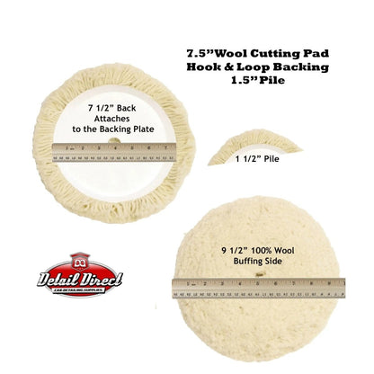 DETAIL DIRECT 7.5 Inch Wool Cutting Pad - Detail Direct