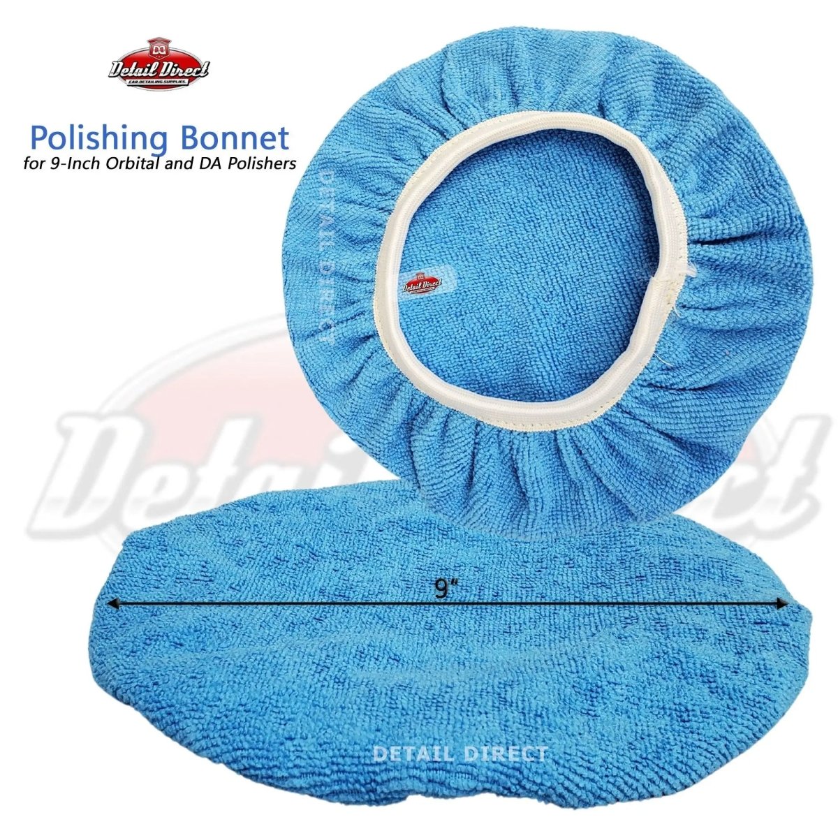 DETAIL DIRECT 9 Inch Microfiber Orbital Bonnet Blue - Detail Direct