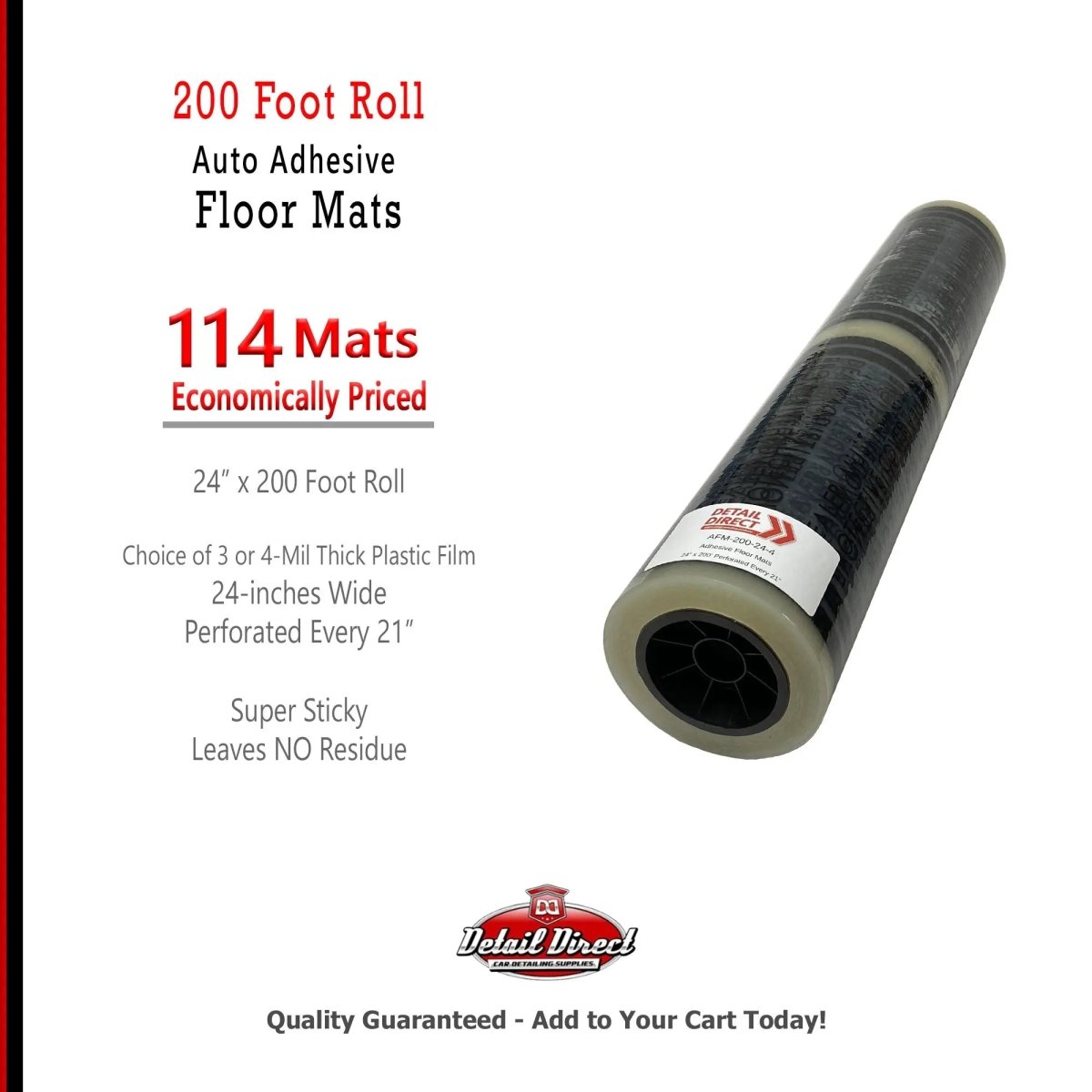 DETAIL DIRECT Adhesive Plastic "Dealer Must Remove" Car Floor Mats - Detail Direct