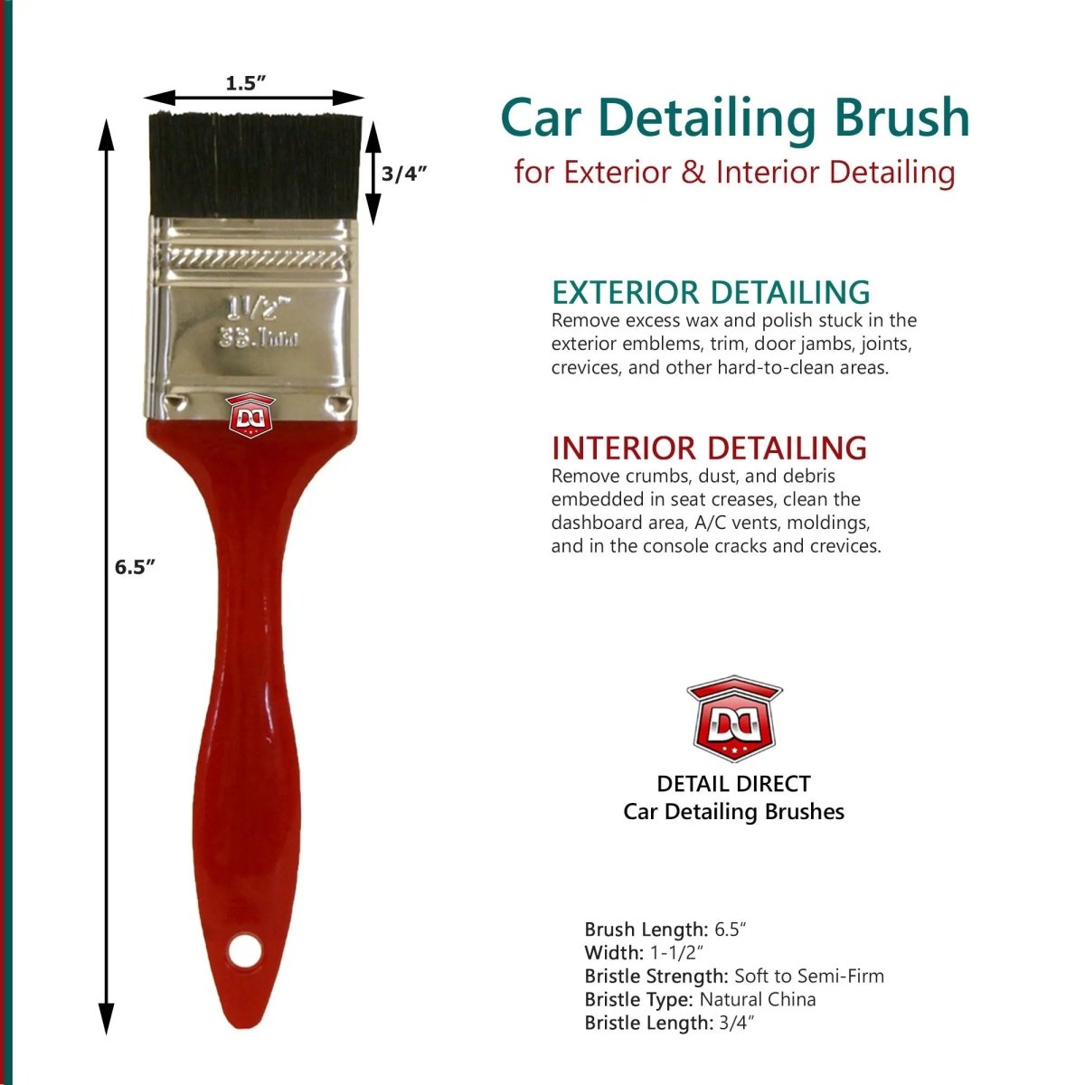 DETAIL DIRECT Car Detailing Brush Red - Detail Direct