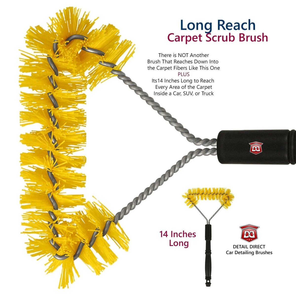 DETAIL DIRECT Carpet Scrub Brush with Extra Long Reach - Detail Direct