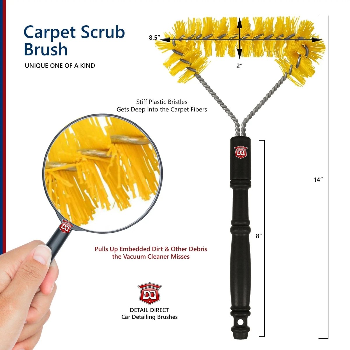 DETAIL DIRECT Carpet Scrub Brush with Extra Long Reach - Detail Direct