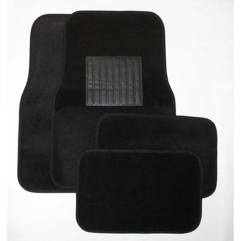 DETAIL DIRECT Deluxe 4 Pc. Carpet Mat Set w/ Heel Pad & Nib Back - Black - Detail Direct