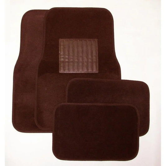 DETAIL DIRECT Deluxe 4 Pc. Carpet Mat Set w/ Heel Pad & Nib Back - Burgundy - Detail Direct