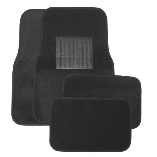 DETAIL DIRECT Deluxe 4 Pc. Carpet Mat Set w/ Heel Pad & Nib Back - Charcoal - Detail Direct