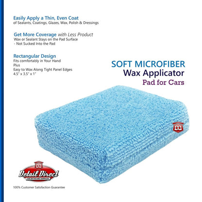 DETAIL DIRECT Deluxe Microfiber Wax Applicator Pad 4.5 x 3.5 x 1 - Detail Direct