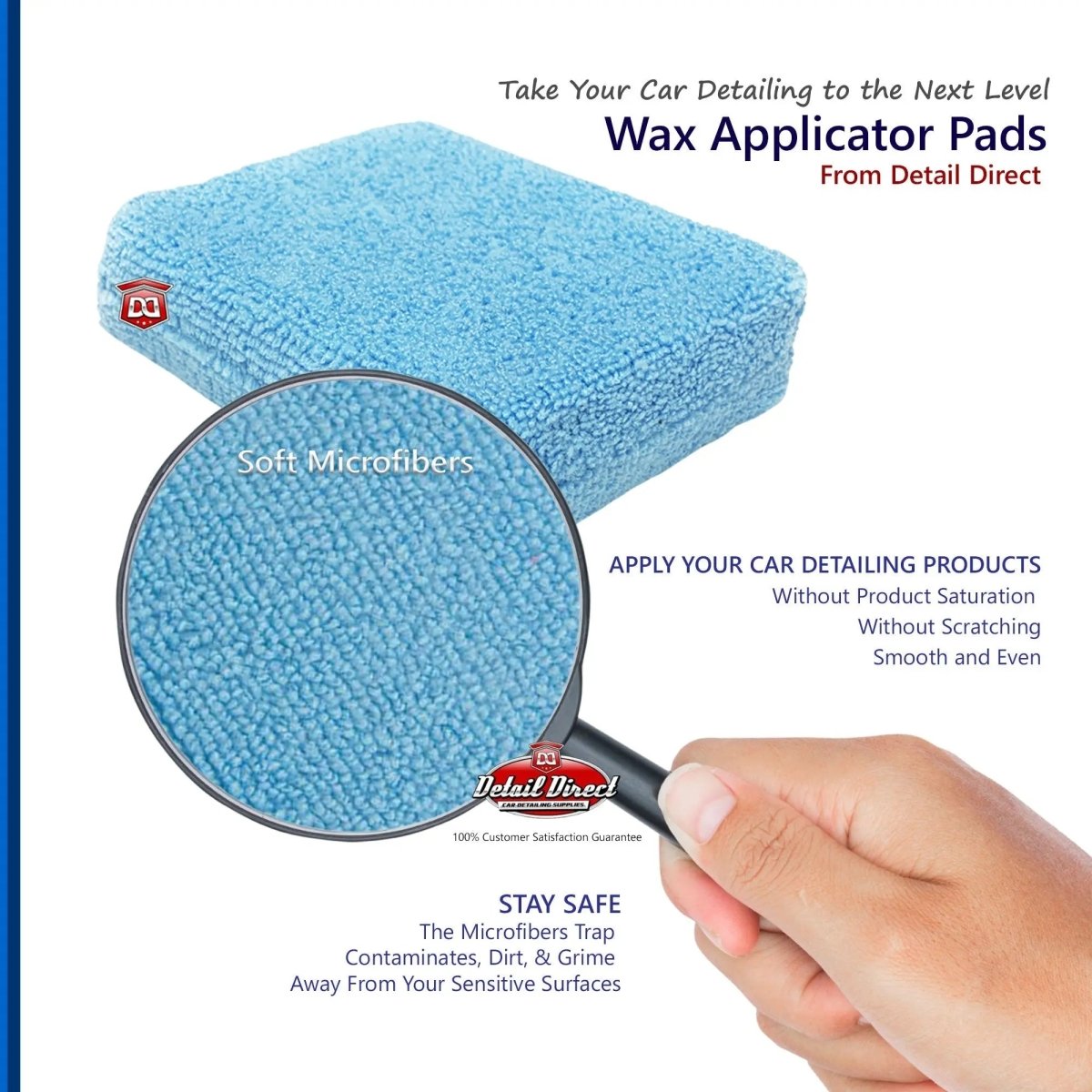 DETAIL DIRECT Deluxe Microfiber Wax Applicator Pad 4.5 x 3.5 x 1 - Detail Direct