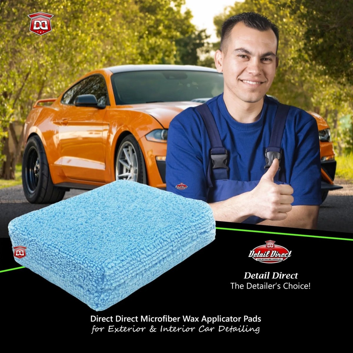 DETAIL DIRECT Deluxe Microfiber Wax Applicator Pad 4.5 x 3.5 x 1 - Detail Direct