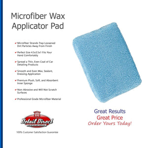 DETAIL DIRECT Deluxe Microfiber Wax Applicator Pad 4.5 x 3.5 x 1 - Detail Direct
