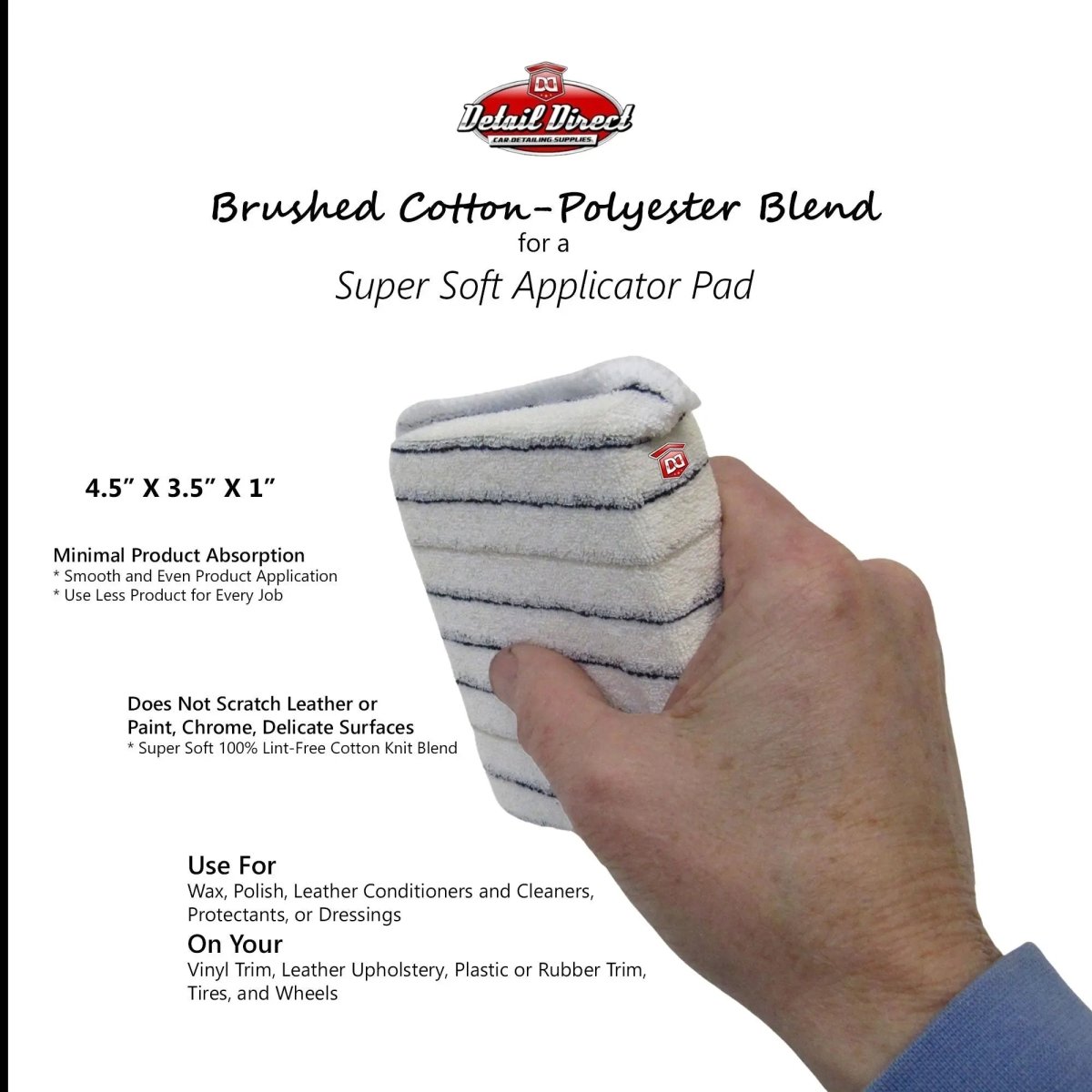 DETAIL DIRECT Deluxe Striped Cotton-Polyester Knit Wax Applicator Pads 4.5x3.5 - Detail Direct