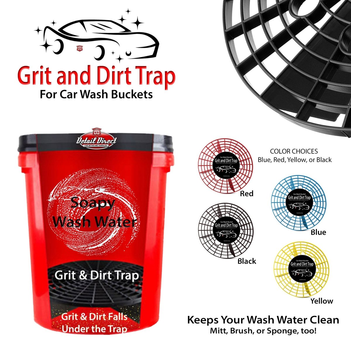 DETAIL DIRECT Grit and Dirt Trap Car Wash Bucket Insert (Color Choices) - Detail Direct