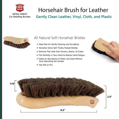 DETAIL DIRECT Leather Cleaning Brush with Horse Hair Bristles - Detail Direct