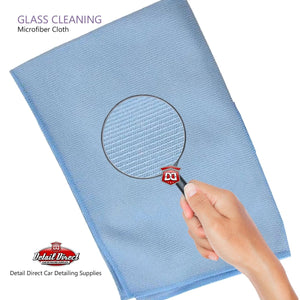 DETAIL DIRECT Microfiber Glass Cleaning Towels 16 in x 16 in (12 Pack) - Detail Direct