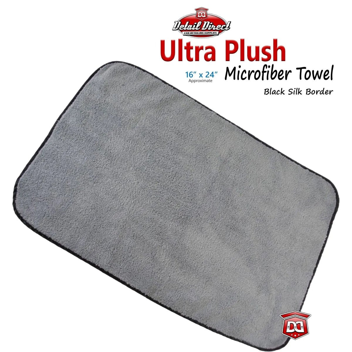 DETAIL DIRECT Microfiber Towel 16 x 24 Plush with a Silk Border - Detail Direct