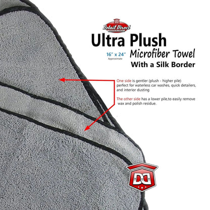 DETAIL DIRECT Microfiber Towel 16 x 24 Plush with a Silk Border - Detail Direct