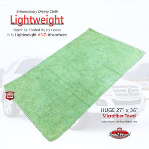 DETAIL DIRECT Microfiber Towel Lightweight Jumbo 27" x 36" Green - Detail Direct