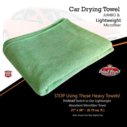 DETAIL DIRECT Microfiber Towel Lightweight Jumbo 27" x 36" Green - Detail Direct