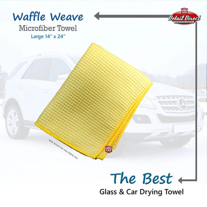 DETAIL DIRECT Microfiber Towel Waffle Weave 16 x 24 Gold - Detail Direct