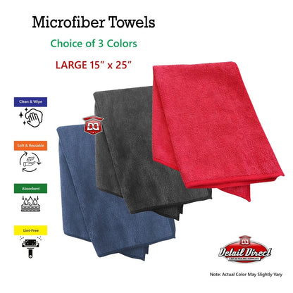 DETAIL DIRECT Microfiber Towels 15" x 25" (Case of 50) - Detail Direct