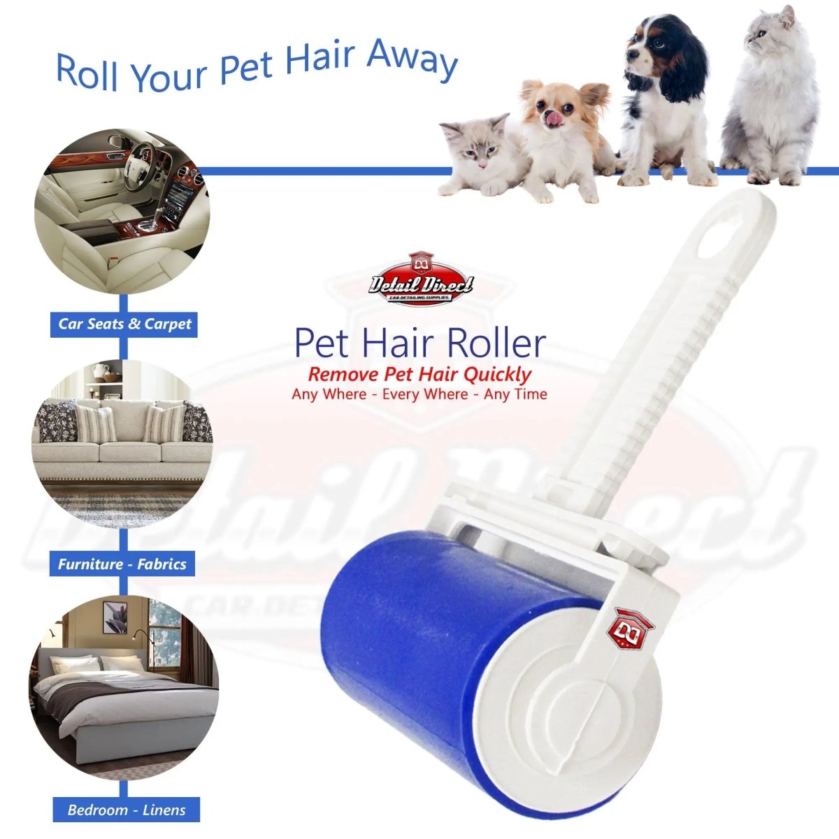 DETAIL DIRECT Pet Hair Remover and Lint Roller - Detail Direct