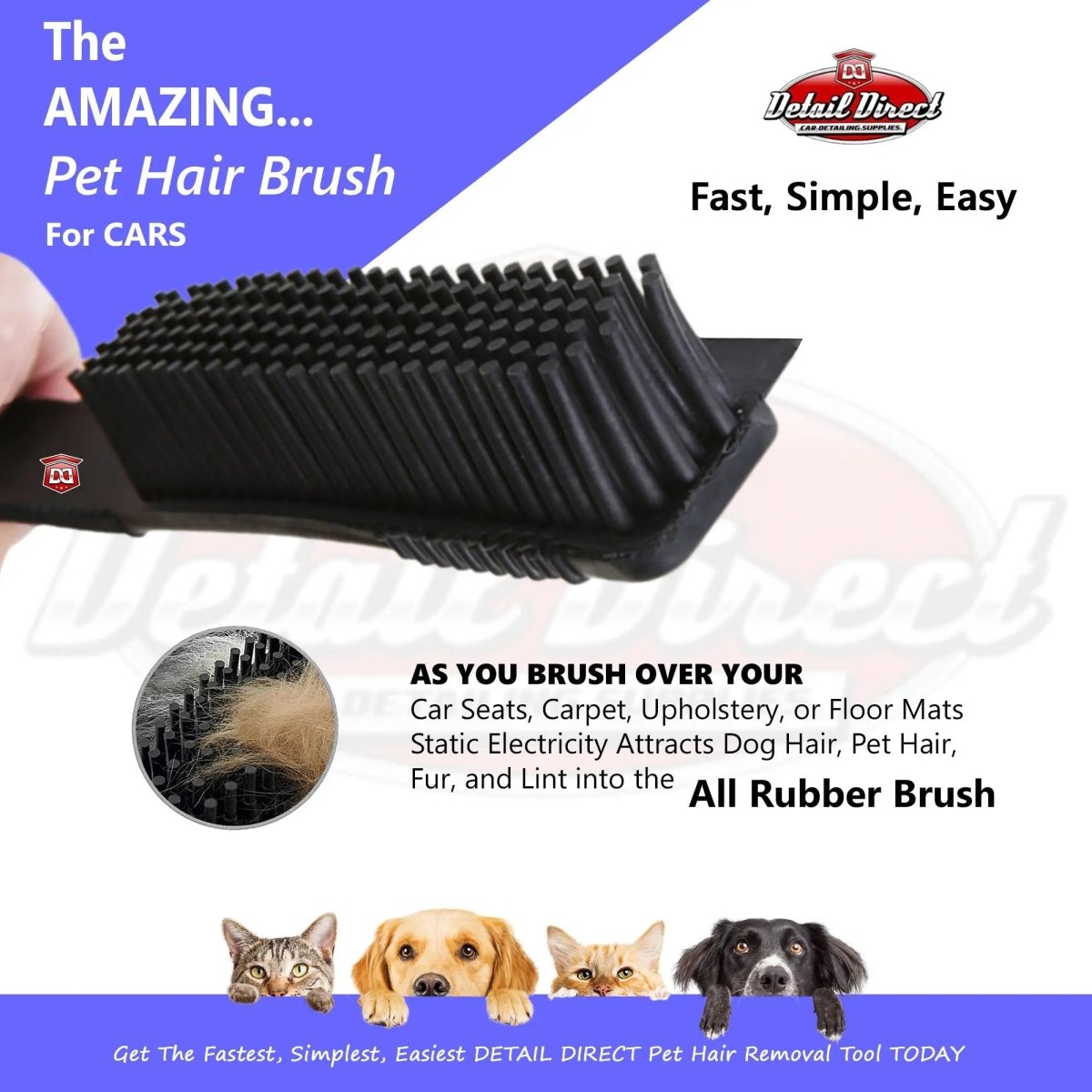 DETAIL DIRECT Pet Hair Remover Brush - Detail Direct