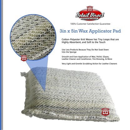 DETAIL DIRECT Striped Cotton Knit Weave Wax Applicator Pad 3 x 5 - Detail Direct