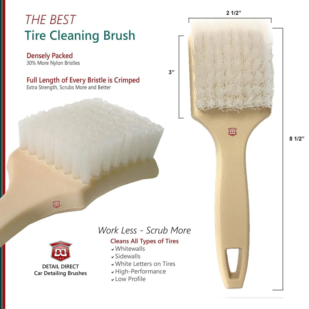 DETAIL DIRECT Tire Brush Nylon Bristles - Detail Direct