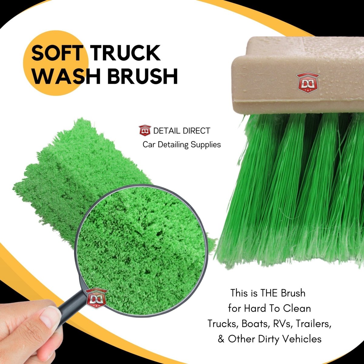 DETAIL DIRECT Truck Wash Brush Bi-Level Design with Soft Bristles - Detail Direct