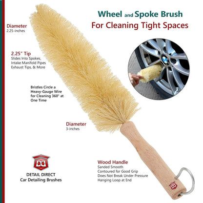 DETAIL DIRECT Wheel and Spoke Brush Tampico Bristles - Detail Direct