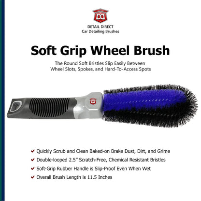 DETAIL DIRECT Wheel and Spoke Brush with Soft Grip Handle - Detail Direct