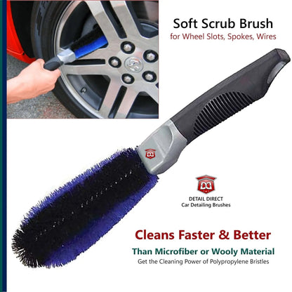 DETAIL DIRECT Wheel and Spoke Brush with Soft Grip Handle - Detail Direct