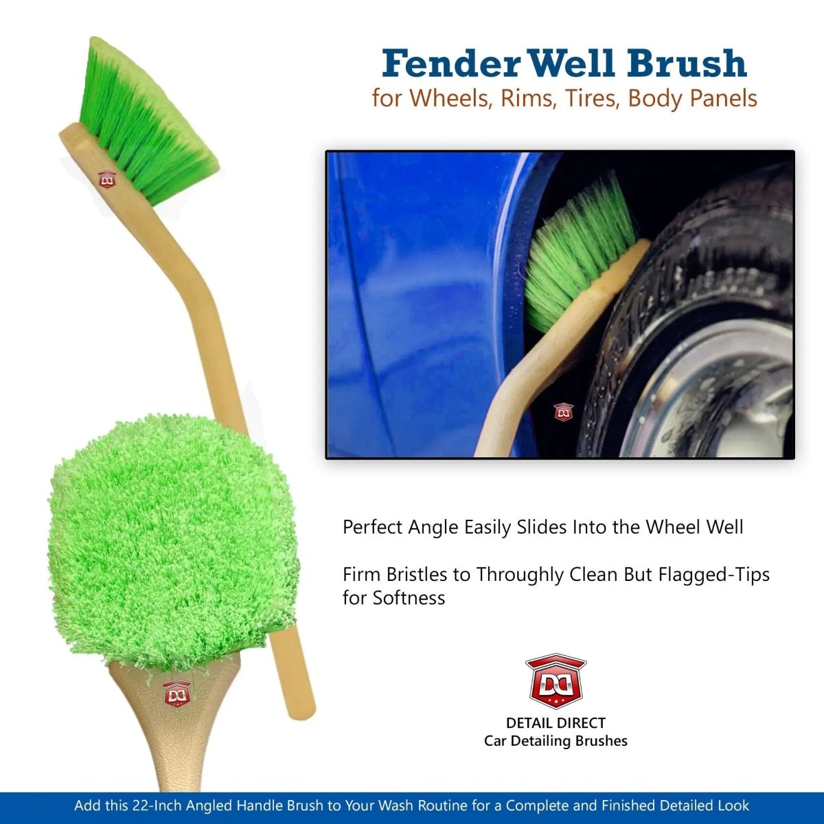 DETAIL DIRECT Wheel and Tire Brush Angled Handle - Detail Direct