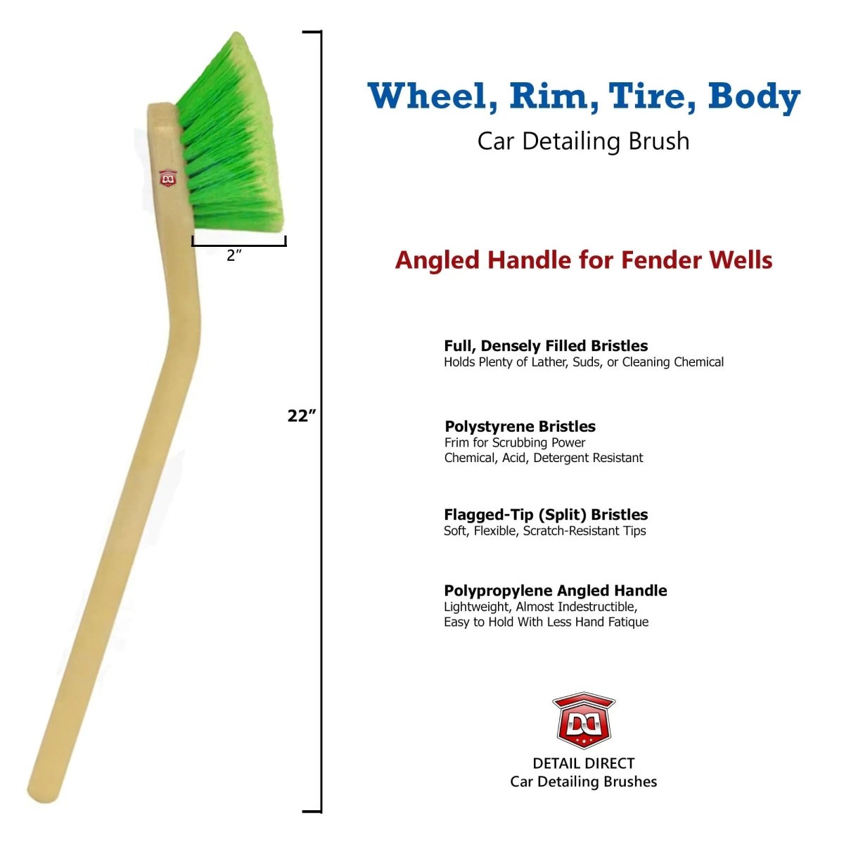 DETAIL DIRECT Wheel and Tire Brush Angled Handle - Detail Direct