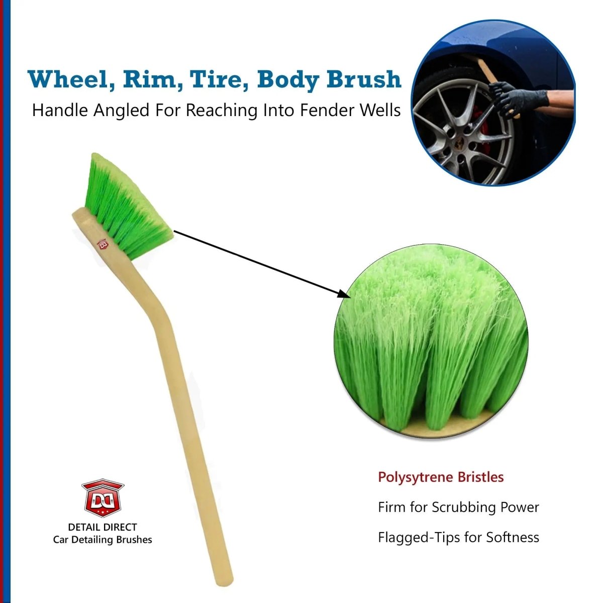 DETAIL DIRECT Wheel and Tire Brush Angled Handle - Detail Direct