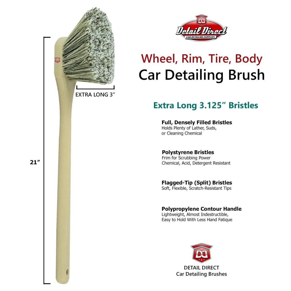 DETAIL DIRECT Wheel and Tire Brush Soft XL Bristles - Detail Direct