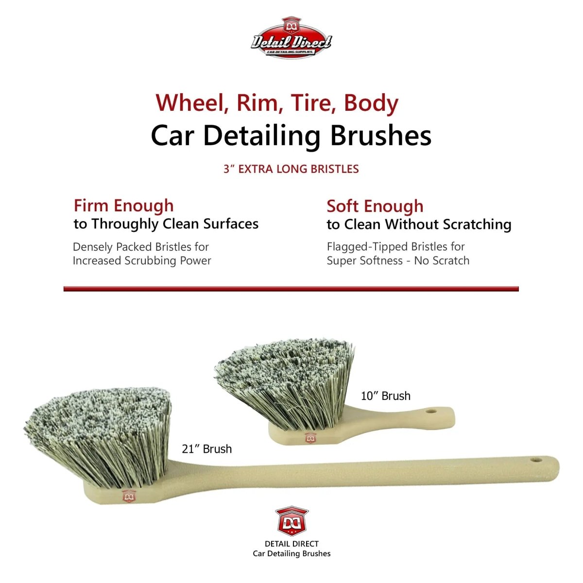 DETAIL DIRECT Wheel and Tire Brush Soft XL Bristles - Detail Direct