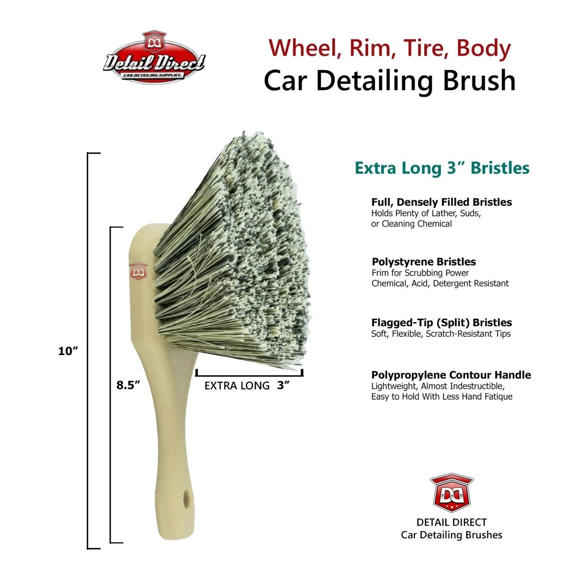 DETAIL DIRECT Wheel and Tire Brush Soft XL Bristles - Detail Direct