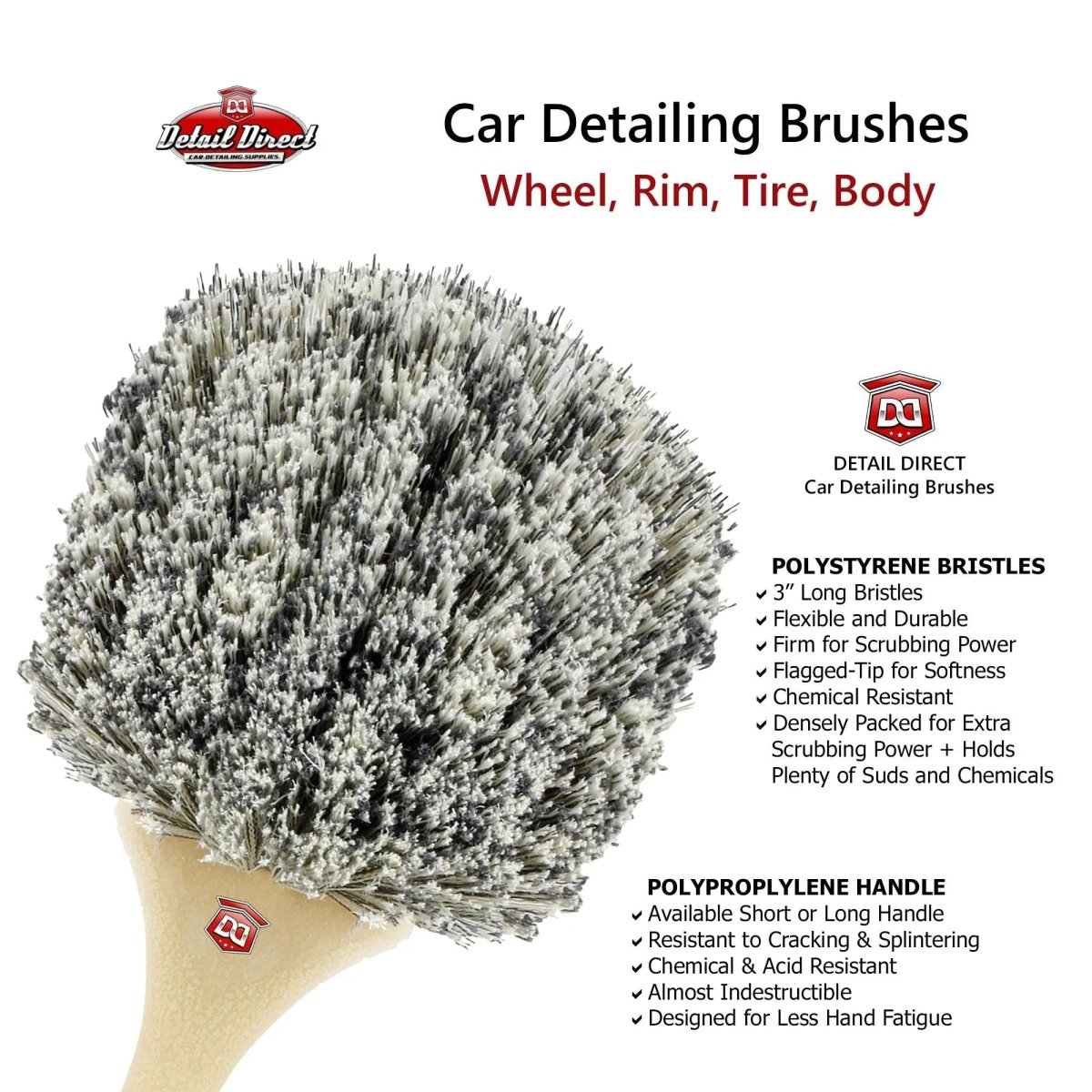 DETAIL DIRECT Wheel and Tire Brush Soft XL Bristles - Detail Direct