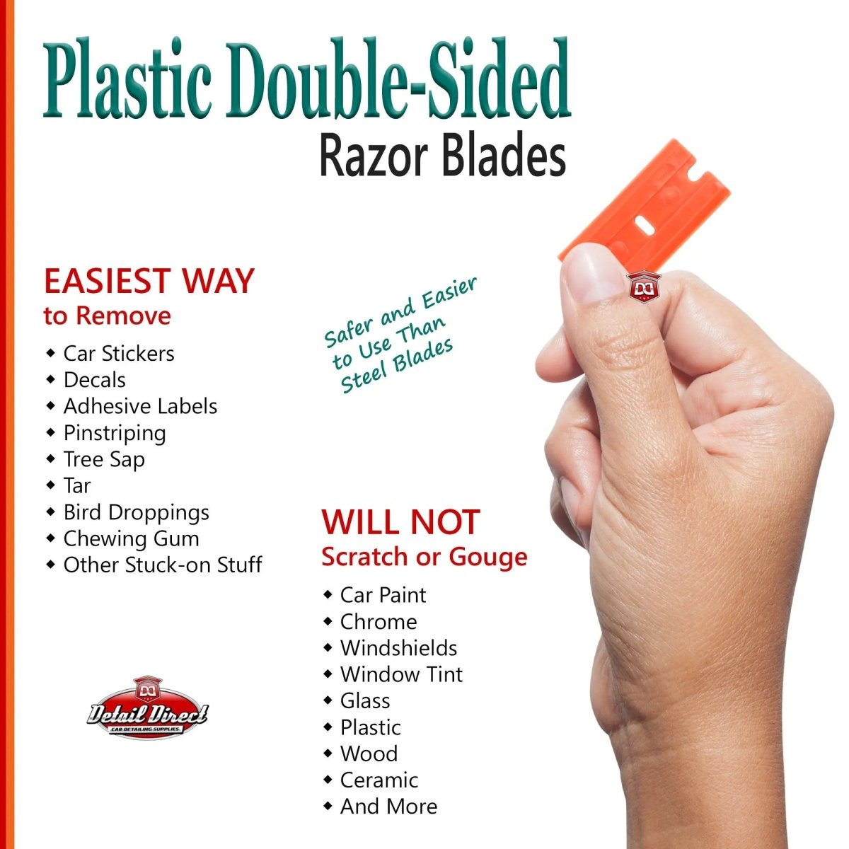 Double Sided Plastic Razor Blades - Detail Direct