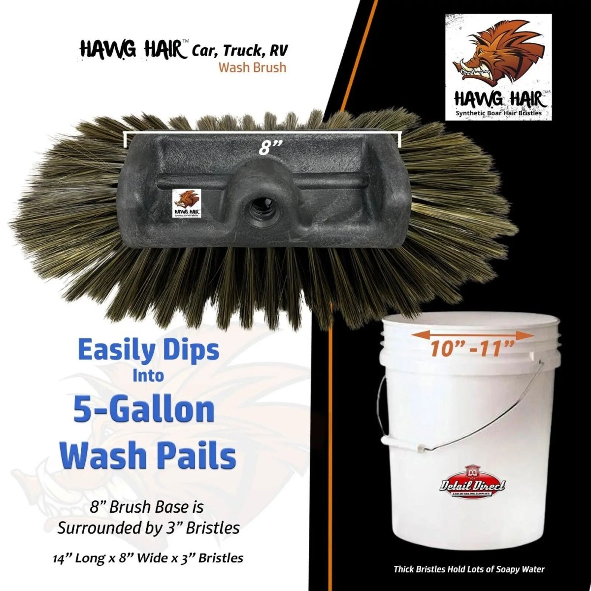 HAWG HAIR Car Wash Brush 5-Level Design with Extra Soft Bristles - Detail Direct